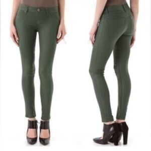 DL1961 Emma Low Rise Skinny Forest Green Faux Leather Pants